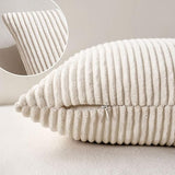 MIULEE Decorative Corduroy Pillow Covers Soft Solid Pack of 2 Cushion Cases Boho Square Throw Pillow Covers Cream White Boho Pillowcases for Couch Chair Sofa Bed Living Room Home Decor 18 x 18 Inch