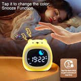 Sleep Trainer Clock for Kids, Bedside Cute Alarm Clock with Night Light Rechargeable Digital Clocks for Girls & Boys, Bear