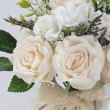Wedding Bouquets for Bride Bridesmaid,White Champagne Artificial Roses Flowers for Wedding Church Decoration (6.5in)