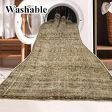 CHAMPLANT Area Rug 8x10 Washable Rug Brown Vintage Traditional Mat Distressed Indoor Foldable Thin Retro Accent Floral Non Slip Carpet Living Room Dining Room Office