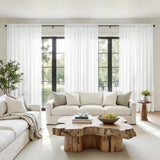 HOMEIDEAS Non-See-Through White Privacy Semi Sheer Curtains 84 Inches Long 2 Panels Set Light Filtering Curtains for Living Room Bedroom Drapes,W52xL84