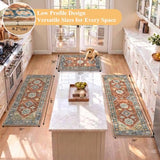 HEBE Boho Kitchen Rugs Set of 3, Non Slip Washable Kitchen Mats for Floor