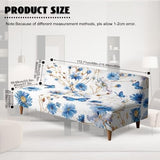 Stretch Futon Cover Without Arms Couch Sofa Bed Slipcover with Elastic Bottom Futon Couch Cover Non-Slip Furniture Protector for Living Room Decoration, Blue Floral Butterfly