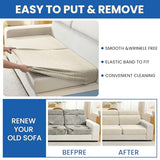 Stretch Couch Cushion Covers, 3 Piece Sofa Seat Slipcovers for Pets, Non Slip Sofa Seat Cover Washable Washable, Soft Thick, with Elastic Bottom(3 Piece Sofa Cushion Covers, Beige)