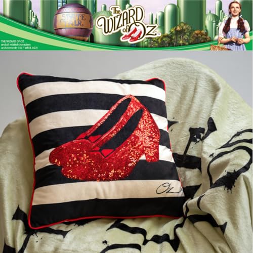 Collectibles The Wizard of Wicked Witch Ruby Slippers Sequin Bedding Super Soft Plush Decorative Throw Pillow, 16 in X 16 in, (Officially Licensed Product) By Franco