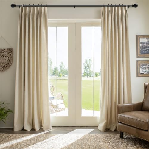 Black Curtain Rods for Windows 72 to 144 Inch 1" Diameter Heavy Duty Metal Adjustable Extra Long Blackout Traverse Window Treatment Rods with Decorative Finials Doorway Living Room Bedroom Kitchen