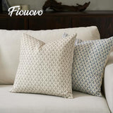 FIOUOVO Floral Pillow Covers 18x18 Pillow Cover Block Print Couch Pillows for Living Room Decorative Neutral Accent Throw Pillow Covers, 1PC, Light Taupe