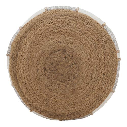 SARO LIFESTYLE Woven Jute and Cotton Pouf