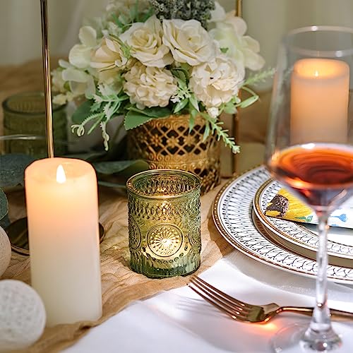 24 Pcs Green Votive Candle Holders for Wedding, Christmas Tealight Holder,