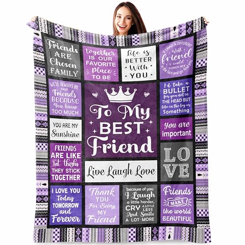 Best Friend Birthday Gifts for Women, Best Friend Blanket 60"x50", Bestie Gifts for Women, Bestie Birthday Gift for Woman, Friendship Gift to BBF, Soul Sister Graduation Gift Ideas Throw Blanket