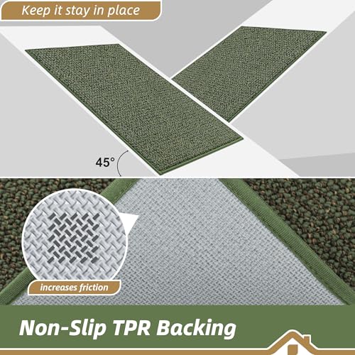 BEQHAUSE Kitchen Runner Rugs 31"x120", Kitchen Mats for Floor, Green