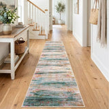 KOZYFLY Modern Rug Runner for Hallway 2x8 Green/Turquoise Kitchen Runner
