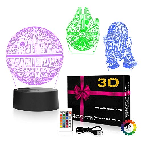 3D Illusion LED Night Light,16 Colors Gradual Changing Touch Switch USB Table Lamp for Holiday Gifts or Home Decorations （3Pattern）