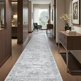 2x12 Runner Rug Non Slip,Washable Hallway Runner Rug,Grey