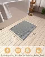 Upgraded Waffle Bath Mat Ultra Absorbent Non Slip Bathroom Mat, 17" x 24"