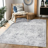 Area Rug 4×6, Vintage Boho Rug,Ultra-Soft Low Pile, Washable, Non Slip,Stain Resistant Printed Carpet for Living Room Bedrooms Playroom Office Kitchen, Classic-Grey