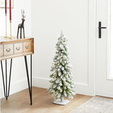 National Tree Company 3 ft Pre-Lit Flocked Downswept Forestree Mini Artificial Christmas Tree,50 Clear Lights, 198 Tips, Metal Plate Base, Green