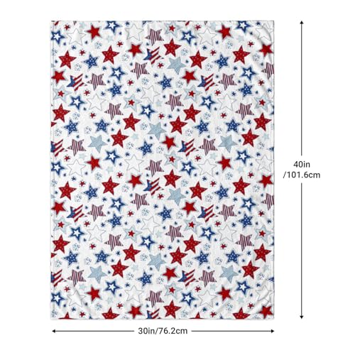 Patriotic Baby Blanket - 4th of July Throw Blanket with American Flag Stars & Stripes, Ultra Soft Memorial Day Blanket for Crib & Stroller, Red White Blue Independence Day Blankets Decor 30x40 Inches