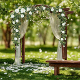 ZIFTY 5Pcs 32.5FT Flower Garland Artificial Rose Vine White Fake Silk Floral Hanging for Wedding Arch, Garden Tea Party Backdrop Room Decor and Home Decoration Outdoor Wall Decor