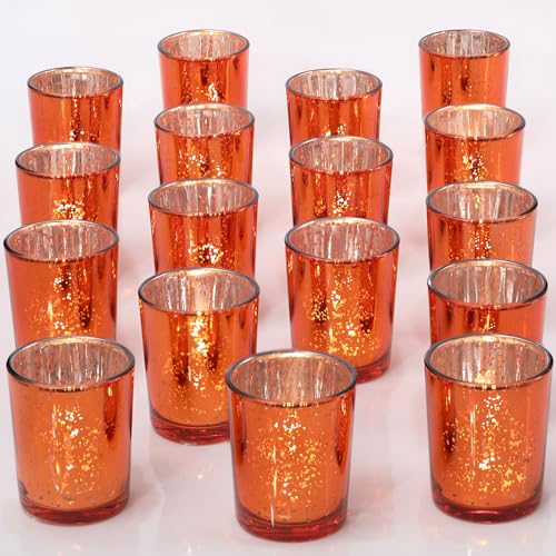 24Pcs Orange Votive Candle Holders Tea Lights Candles Holders