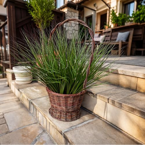 8PCS 17.3" Fake Plants Artificial Wheat Grass Greenery Plastic Plants Fake Grass Artificial Plants for Outdoor Decor Artificial Flower with Greenery Stems for Indoor Home Decoration