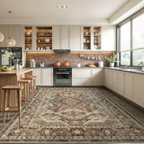 Rugland 5x7 Area Rugs for Living Room, Vintage Washable Area Rug, Rust