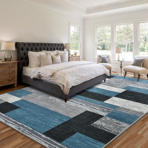 Large Area Rugs, Modern Geometric Patchwork Floor Decor Rockwood Collection