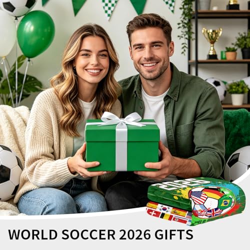 World Soccer 2026 Throw Blanket, Soccer Season Game Day Blanket for Boys, Soft Flannel Football Fan Blanket for Couch Bed, 2026 World Cup Decor Gift for Men Women Kids 60" x 50"