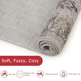 KOZYFLY Vintage Washable Rug Runner 2x7 Grey Floral