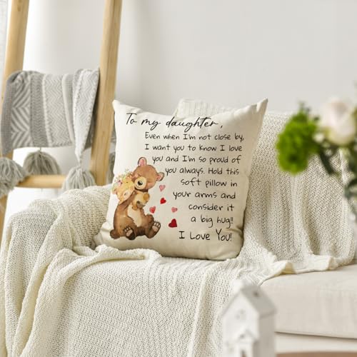 AVOIN colorlife to My Daughter Throw Pillow Cover, 18 x 18 Inch Christmas Daughter Gift Lady Girls Birthday Cushion Case from Mum Dad