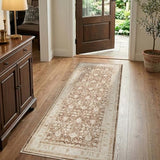 jinchan 2x5 Vintage Floral Runner Rug, Washable Non Slip, Taupe