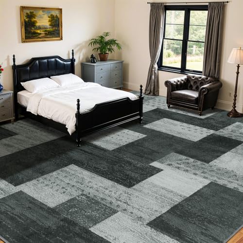 8x10 Washable Area Rugs for Living Room & Bedroom(8x10,Black)