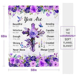 Christian/Religious/Inspirational/Spiritual Birthday Gifts for Women, Baptism Gifts for Girl, Religious Gifts for Mom Sister Friend, Purple Blanket, Christian Throw Blanket 50" x 60"
