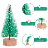Sumind 48 Pcs Mini Brush Christmas Trees Sisal Snow Frost Tree Artificial Winter Mini Pine with Wooden Base Xmas Small Bottle Brush Trees for Christmas Winter Decoration(Green)
