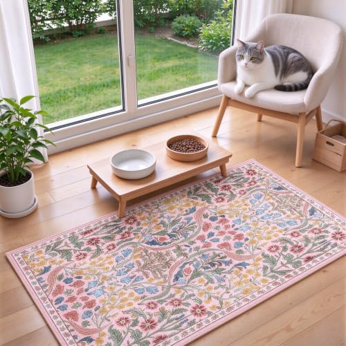 Washable Non-Slip Small Area Rug 16x24, Also a Pet Feeding Mat or Door Mat
