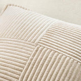 MIULEE Decorative Throw Pillow Covers for Couch Bed Livingroom 18x18 Inch Set of 2 Beige Boho Accent Throw Pllows Broadside Striped Patchwork Soft Corduroy Pillowcases