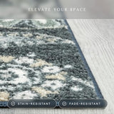Maples Rugs Reggie Bohemian Floral Print Kitchen Rug, 2'6 x 3'10, Persian Blue