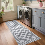 GarveeHome 2.5x8 Checkered Kitchen Runner Rug for Hallway Non Slip Washable