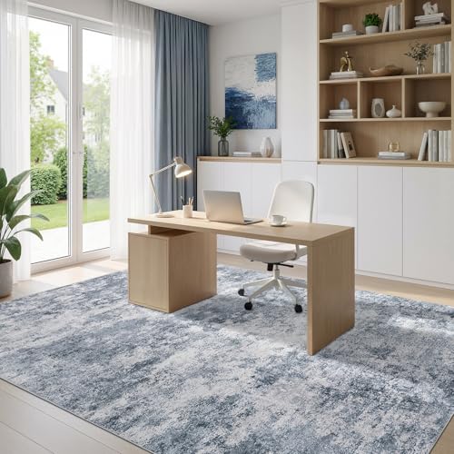 WITSHOCK 5x7 Area Rugs for Living Room: Machine Washable - Non Slip Modern Abstract Rug for Bedroom Under Dining - Stain Resistant for Household - Pet Owners (Blue)