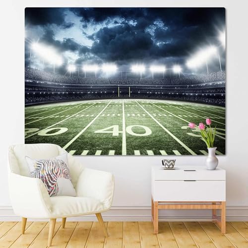Emvency Tapestry Stadium Football Stadium Field Light Night Football Turf Home Decor Wall Hanging for Living Room Bedroom Dorm 60x80 Inches