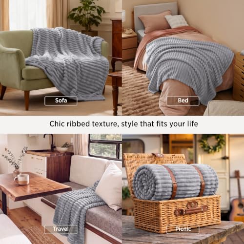 Bedsure Soft Twin XL Blanket for Bed Dorm Light Grey 66"x90"