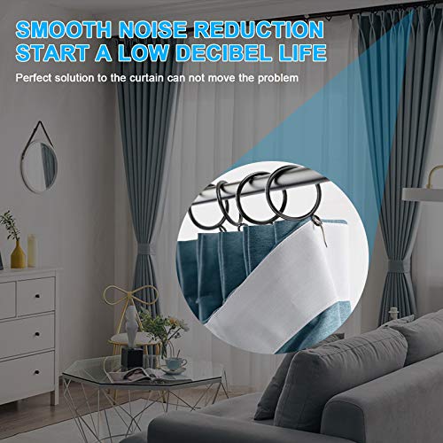 24 piece 2” Black Eyelet Curtain Rings with 30 PCS Drapery Pins for Window Treatment Hardware, Black Drapery Rings fit up to 1.8” Curtains Rod