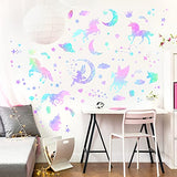4 Sheets of Unicorn Peel and Stick Wall Decal Glitter Unicorn and Fairy Wall Stickers Cartoon Wall Decals Removable DIY for Bedroom Playroom Living Room Decor