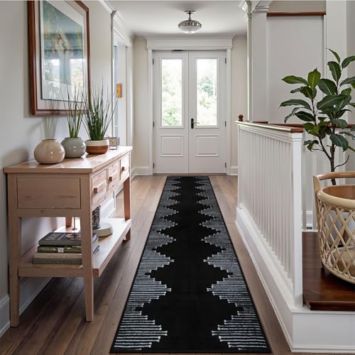 2x8 Black Kitchen Runner Rugs Non Slip Washable Modern Runner Rug