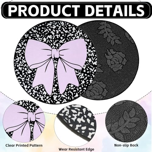 12 Pcs Bow Carpet Circle Seats for Classroom Decorations 16 Inch Non-Slip Composition Notebook Classroom Carpet Rug Soft Floor Cushions Pastel Small Floor Mat for Preschool Daycare Reading Corner