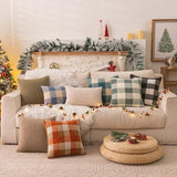 Green White Plaid Christmas Throw Pillow Covers 12x20 Inch Set of 2