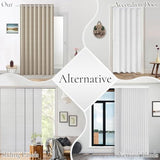 100% Blackout Magnetic Folding Door Curtain for Doorway Pleated Curtains Room Divider Drapes, Accordion Style Closet Curtains for Open Closet, 1 Panel, W45 x L80, Tan