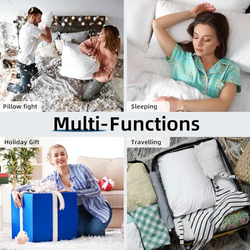 YSTHER Down Feather Throw Pillow Inserts 14x22 Set of 2 Firm Large Lumbar Pillows for Bed Decorative Couch Soft Pillows for Sleeping Indoor White Cotton Pillow Sofa Travel