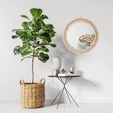 15 Inch Boho Round Hanging Wall Mirror Decorative Rattan Circle Mirrors for Farmhouse, Living Room, Bedroom