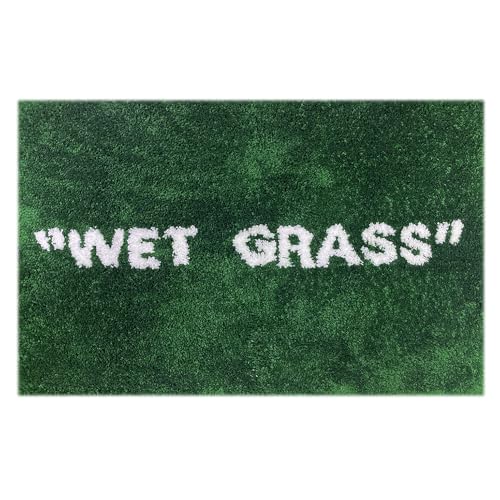Wet Grass Rug - Green Grass Classic Handmade Flocked Area Rug - Hypebeast Home Decor Carpet - 20 * 32in (50 * 80cm) Indoor Entryway/Bathroom Mat/Sneaker Display Mat - Artistic Premium Floor Mat
